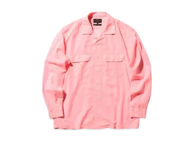 BEAMS Open Collar 100/2 Organdy Garment Dye "Pink"