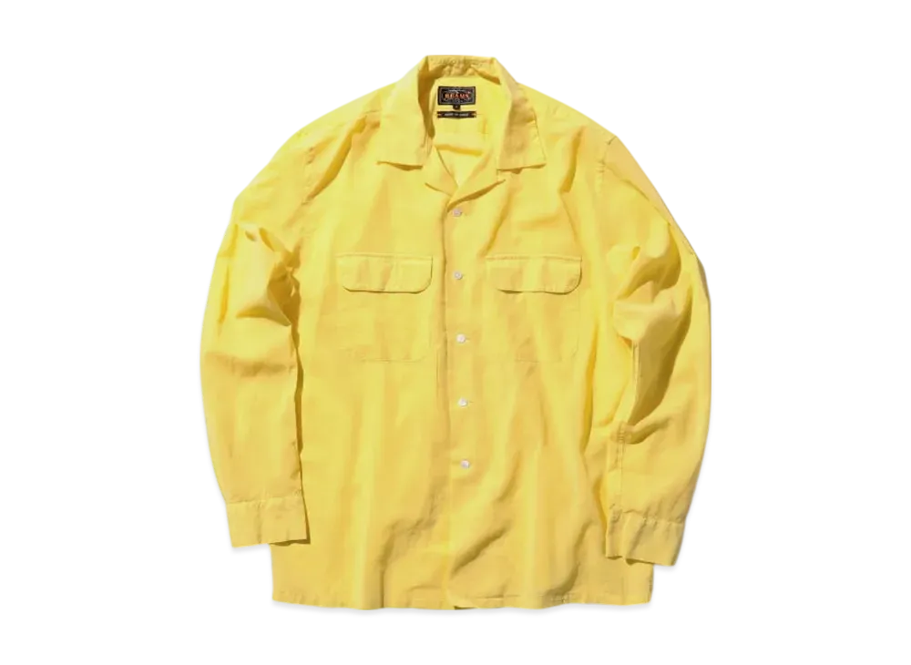 BEAMS Open Collar 100/2 Organdy Garment Dye "Yellow"