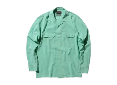 BEAMS Open Collar 100/2 Organdy Garment Dye "Green"