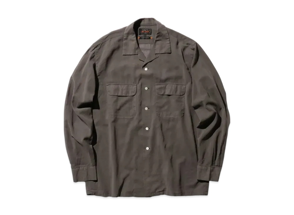 BEAMS Open Collar 100/2 Organdy Garment Dye "ChacoalGray"
