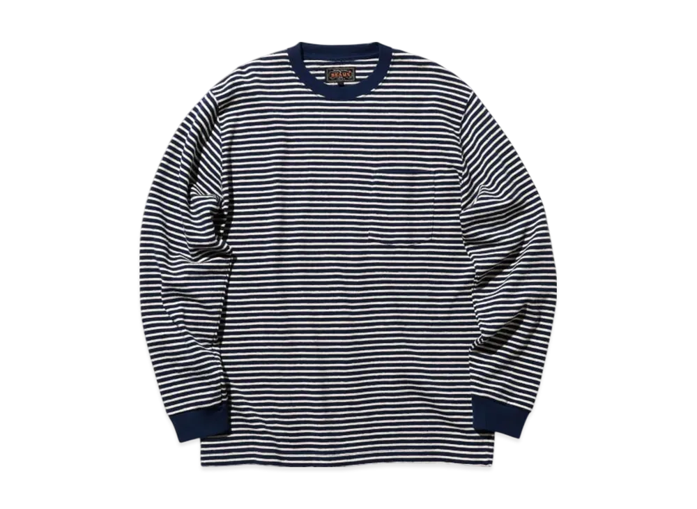 BEAMS Pocket Tee Inlay Stripe "Navy"
