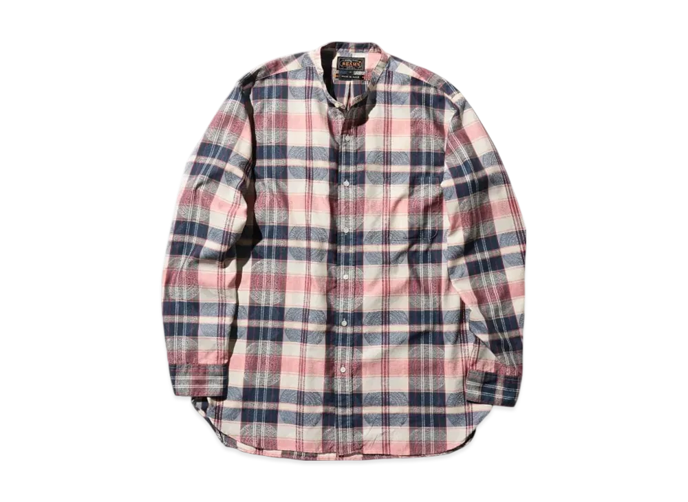 BEAMS Band Collar Classic-fit Bright Jacquard "Navy"