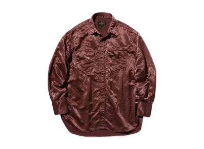BEAMS Western Shirt Broken Nylon Satin "Burgundy"