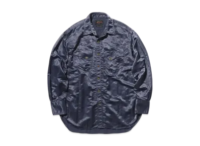 BEAMS Western Shirt Broken Nylon Satin "Navy"