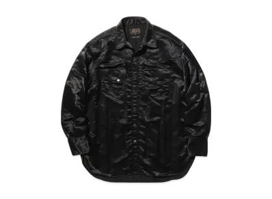 BEAMS Western Shirt Broken Nylon Satin "Black"