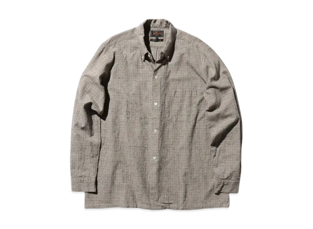 BEAMS Open B.D. Nep Check Cotton Linen "Beige"