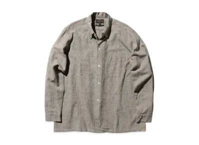 BEAMS Open B.D. Nep Check Cotton Linen "Beige"