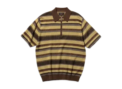BEAMS Half Zip Knit Polo "Brown"