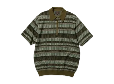 BEAMS Half Zip Knit Polo "Olive"