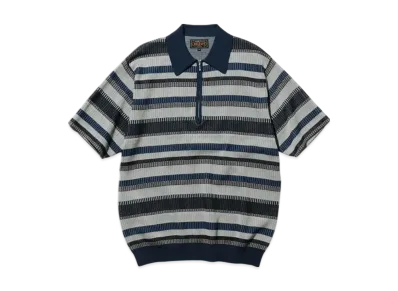 BEAMS Half Zip Knit Polo "Navy"