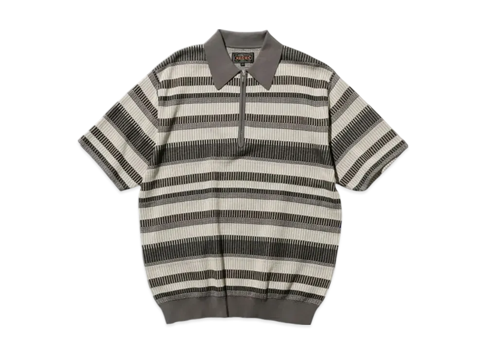 BEAMS Half Zip Knit Polo "Gray"