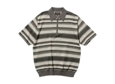 BEAMS Half Zip Knit Polo "Gray"