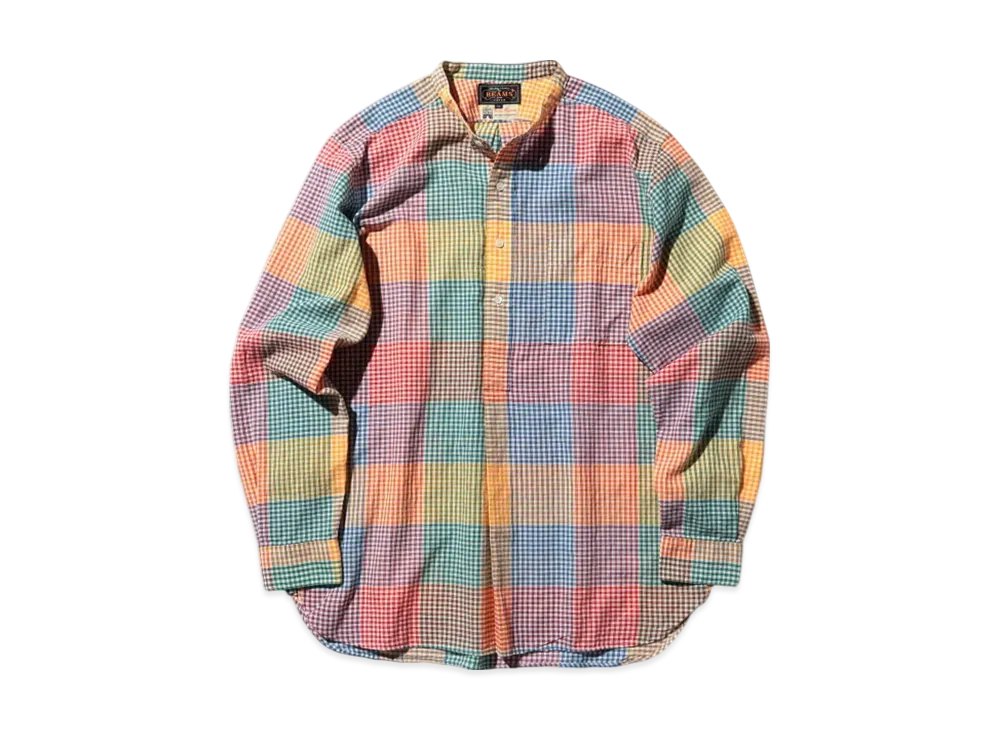 BEAMS Band Pullover Madras "Orange"