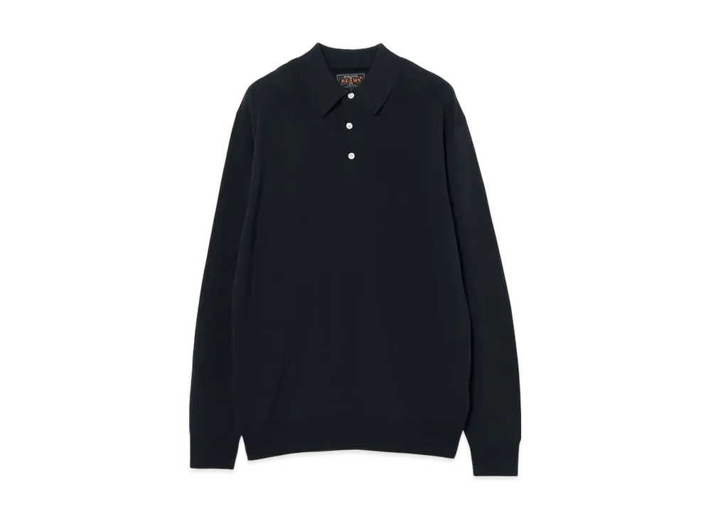 BEAMS Knit Polo 12G "Navy"