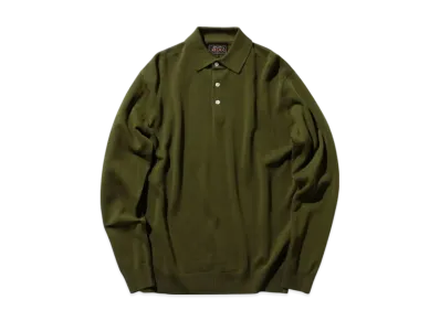 BEAMS Knit Polo 12G "Olive"