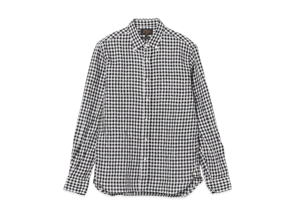 BEAMS B.D. Gingham Check Linen "Black"