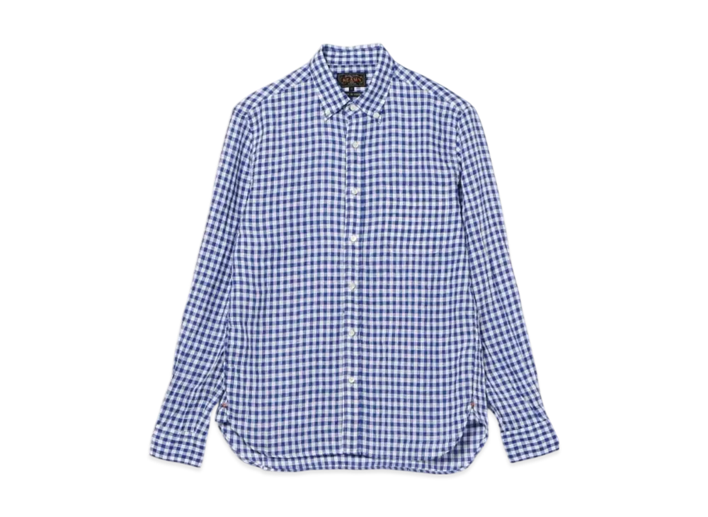 BEAMS B.D. Gingham Check Linen "Blue"