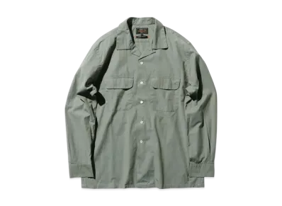 BEAMS Open Collar Slab Chambray "Sage"