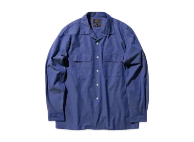 BEAMS Open Collar Slab Chambray "Blue"