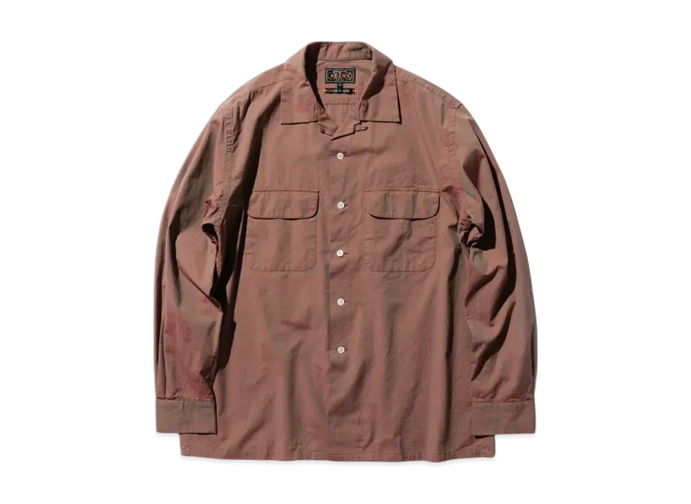 BEAMS Open Collar Slab Chambray "Red"