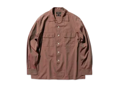 BEAMS Open Collar Slab Chambray "Red"