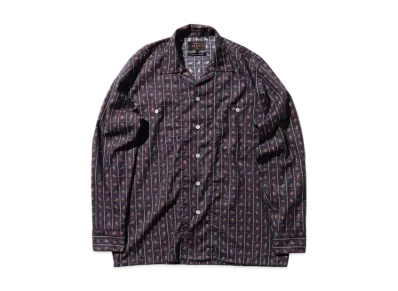 BEAMS MIL Open Collar Derby Tattersall "Navy"