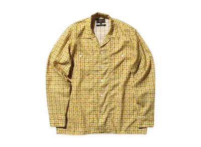 BEAMS MIL Open Collar Derby Tattersall "Yellow"