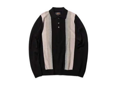 BEAMS Knit Polo Stripe Argyle "Black"