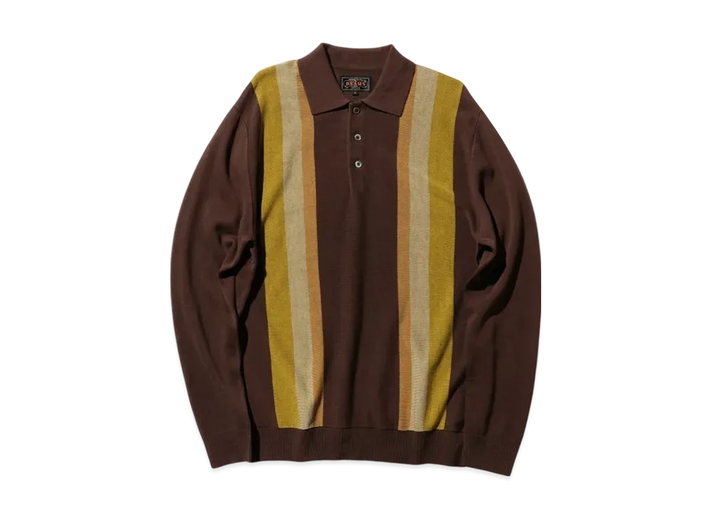 BEAMS Knit Polo Stripe Argyle "Brown"