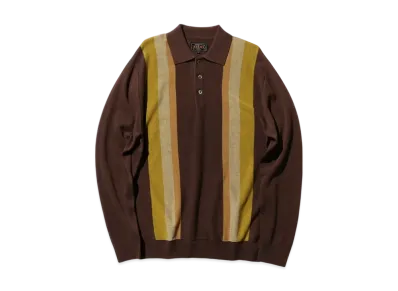 BEAMS Knit Polo Stripe Argyle "Brown"