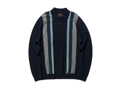 BEAMS Knit Polo Stripe Argyle "Navy"