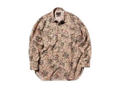 BEAMS Western Shirt Jacquard Mapping Print "White"