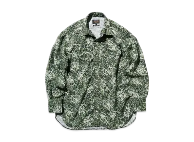 BEAMS Western Shirt Jacquard Mapping Print "Black"