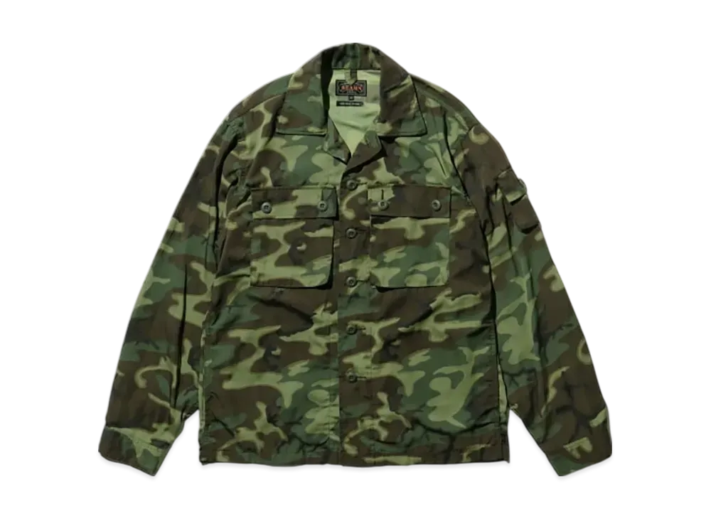 BEAMS MIL-SHT Mesh Camo Jacquard Mapping Print "Camo"