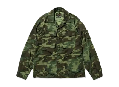 BEAMS MIL-SHT Mesh Camo Jacquard Mapping Print "Camo"