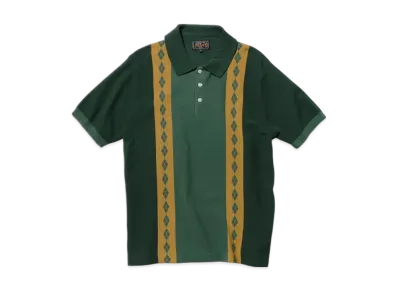 BEAMS Knit Polo Stripe Argyle "Green"