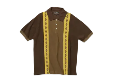 BEAMS Knit Polo Stripe Argyle "Brown"