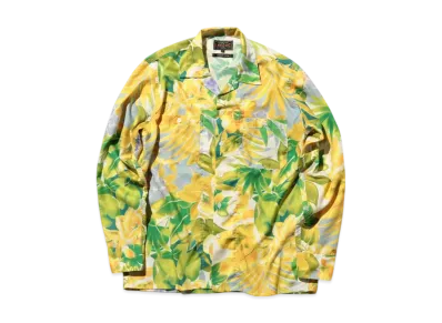 BEAMS MIL Open Collar Tropical Pattern Print "Yellow"
