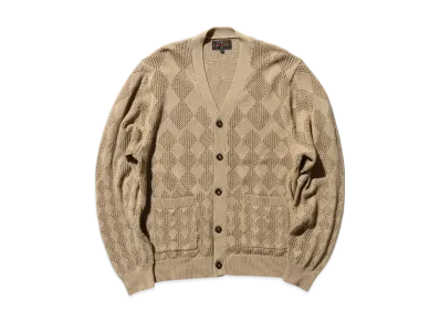 BEAMS Cardigan Diamond Mesh "Beige"
