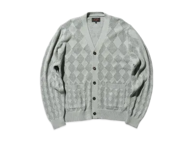 BEAMS Cardigan Diamond Mesh "Sax"