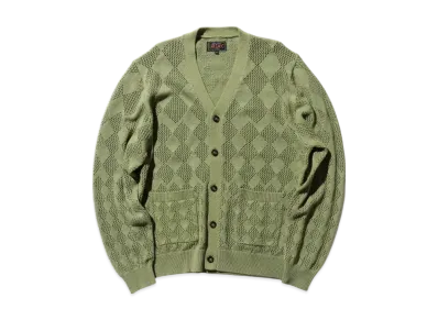 BEAMS Cardigan Diamond Mesh "Green"