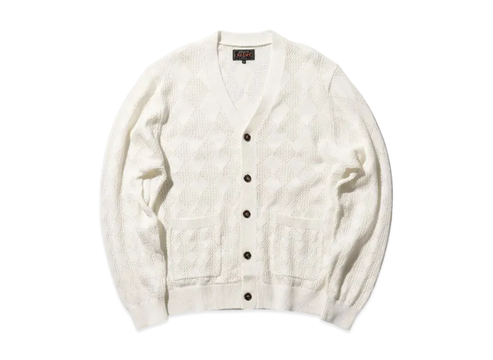 BEAMS Cardigan Diamond Mesh "OffWhite"