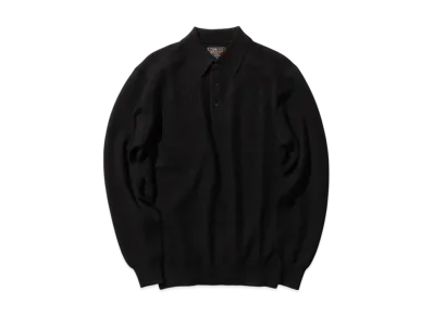 BEAMS Knit Polo Diamond Pattern "Black"