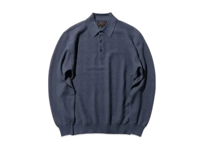 BEAMS Knit Polo Diamond Pattern "Blue"