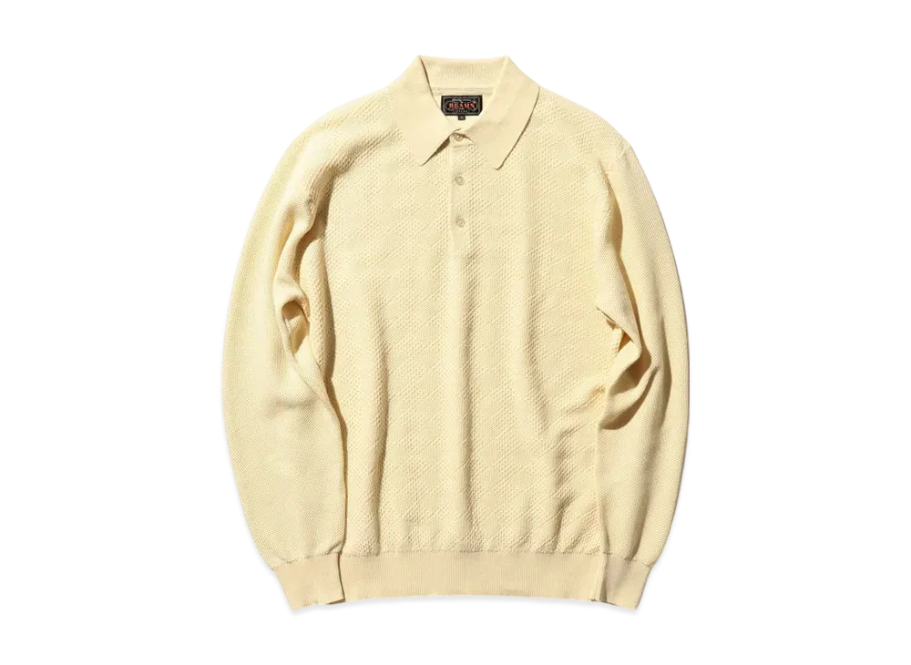 BEAMS Knit Polo Diamond Pattern "OffWhite"