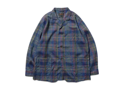 BEAMS 4B Cuffs Jacket Mesh Plaid "Blue"