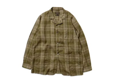 BEAMS 4B Cuffs Jacket Mesh Plaid "Olive"