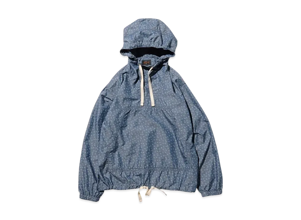 BEAMS MIL Smock NYCO Indigo Chambray Discharge Print "Indigo"