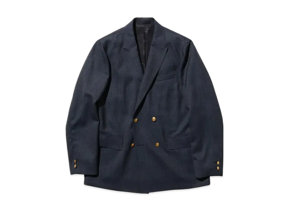 BEAMS 4B Double Breasted Dobby Hairline "Navy"