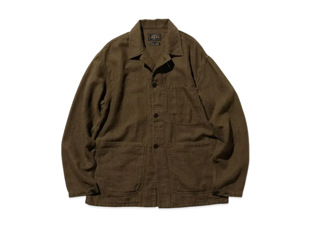 BEAMS MIL Chore Jacket Cotton Linen "Brown"